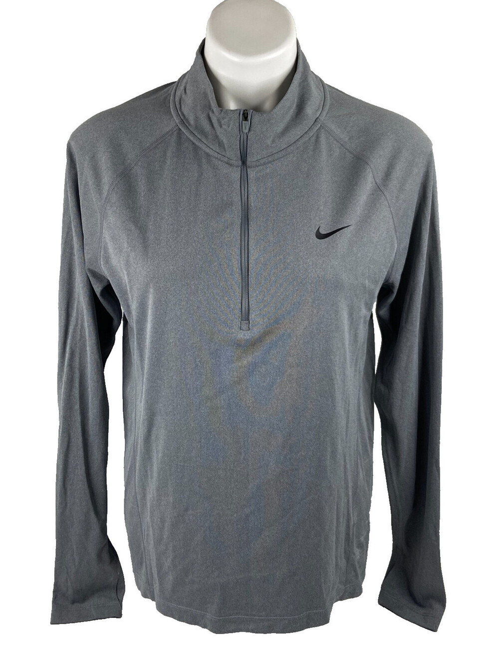 Nike Dri Fit Women Large Gray 1/4 Zip Warm Up Shirt Jacket Casual Athletic